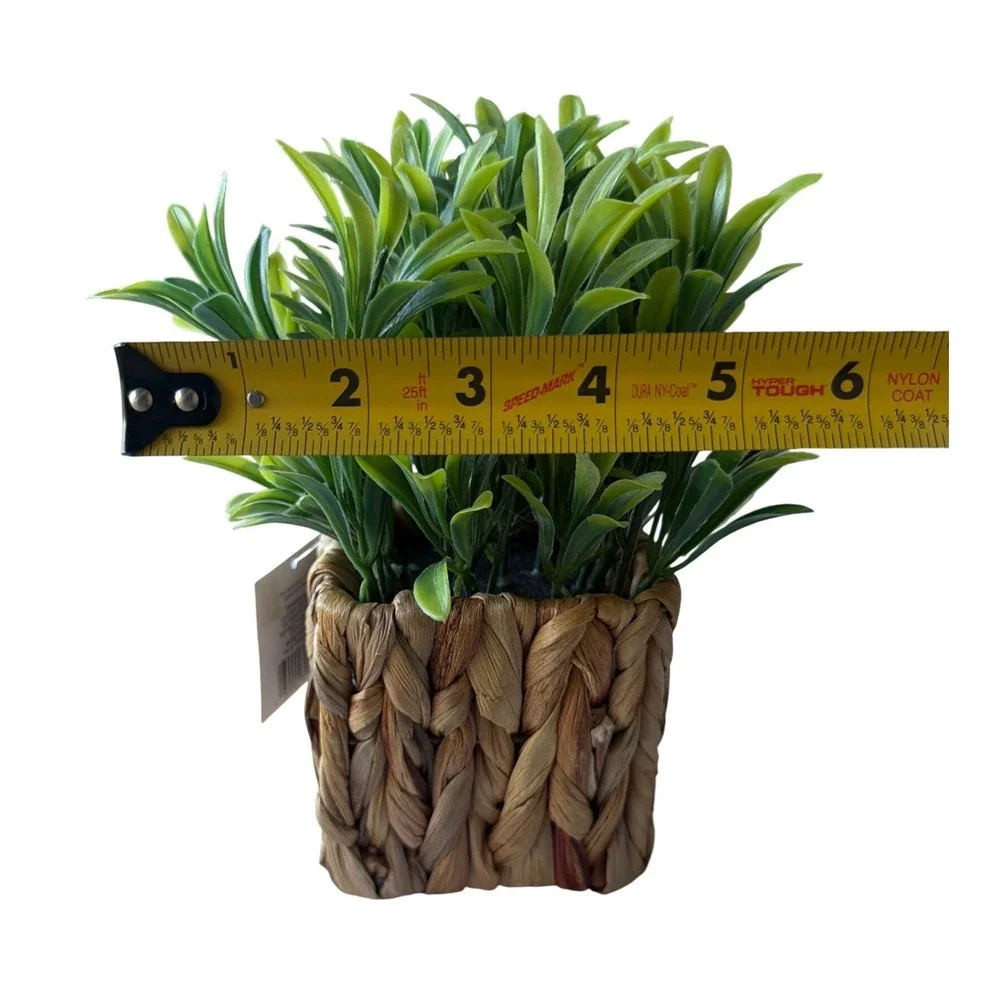 Faux Greenery Artificial Plant Small Green New Woven Basket Pot Farmhouse Decor
